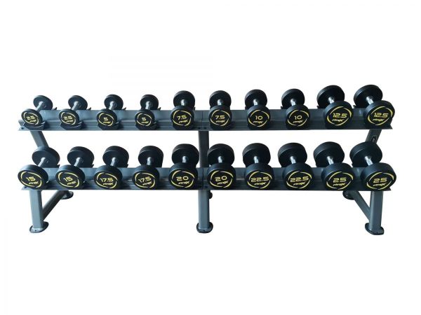 Комплект полиуретановых гантелей Fitex Pro 2,5-25кг (10пар) со стойкой